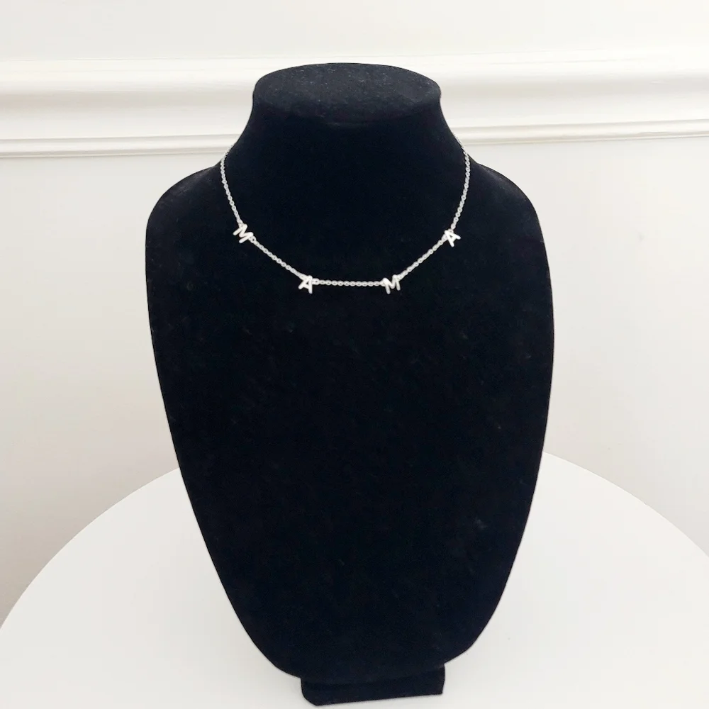 Stainless steel silver tone 'Mama' necklace nwt